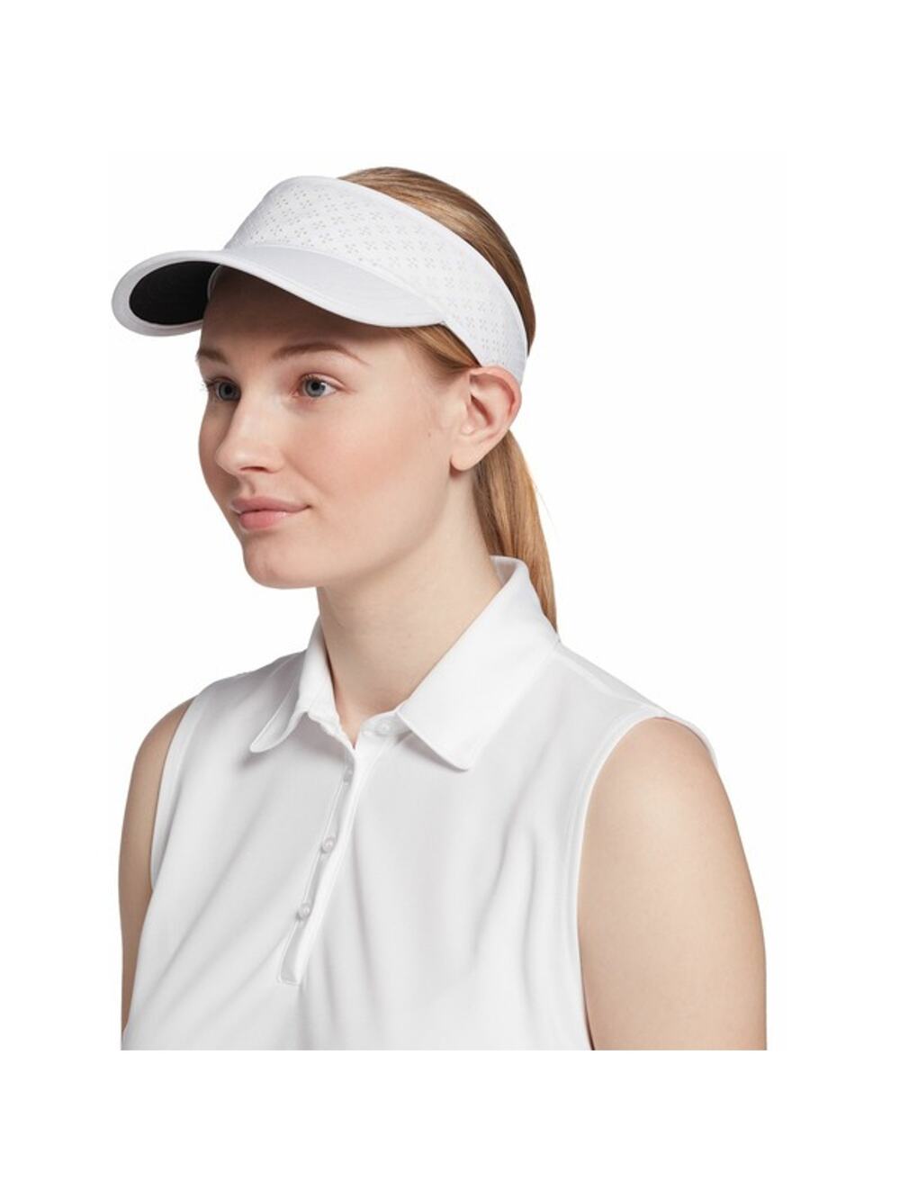 Lady Hagen Women's White One Size Perforated Hat Sports Tennis Golf Visor F6-3